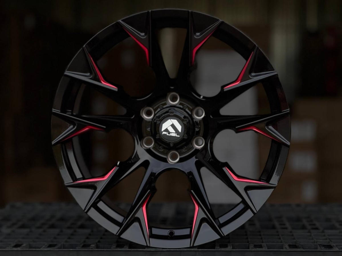 Fuel FLAME A326 R20 10J ET-10 6x139.7 DIA110.1 RED, GLOSS BLACK MILLING