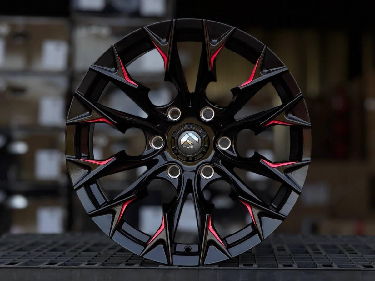FUEL FLAME 8322 R18 9.5J ET5 6x139.7 DIA110.1 RED, GLOSS BLACK MILLING