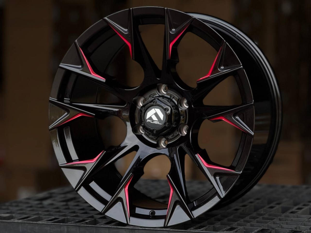 Fuel FLAME A326 R20 10J ET-10 6x139.7 DIA110.1 RED, GLOSS BLACK MILLING