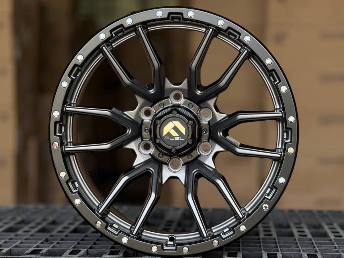 Fuel REBEL 6098 R18 9J ET10 6x139.7 DIA110.1 Satin Gray Lip Black