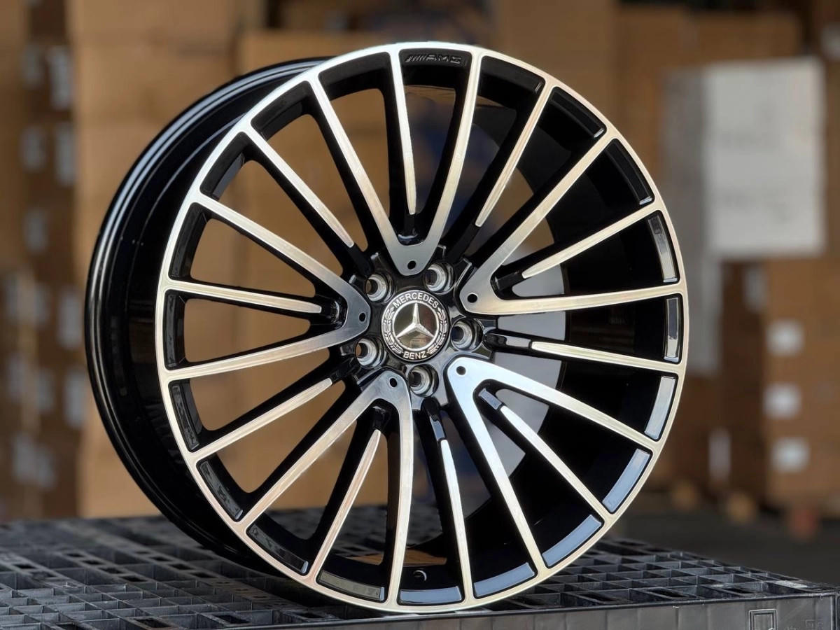 FORGED MERCEDES AMG YC565Y W222 W223 R21 9,...8.1 5x112 DIA66.6 GLOSS BLACK FACE