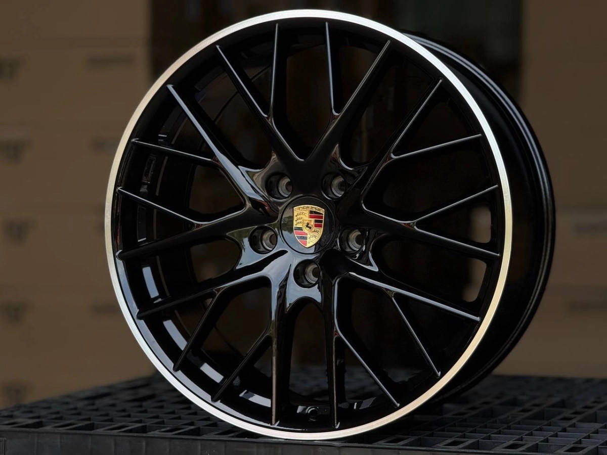 PORSCHE H3083F FlowForming R21 9.5J ET61 5x130 DIA71.6 GLOSS BLACK FACE