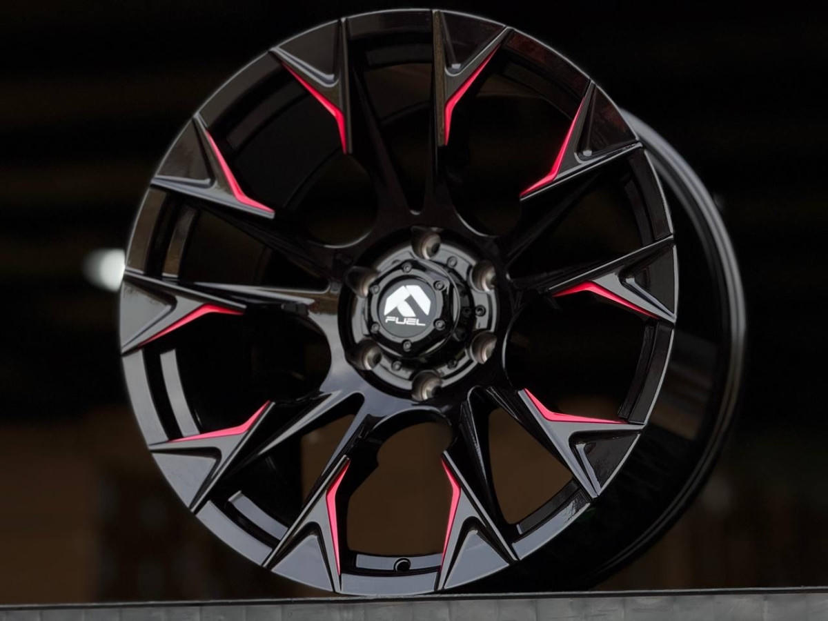 Fuel FLAME A326 R20 10J ET-10 6x139.7 DIA110.1 RED, GLOSS BLACK MILLING