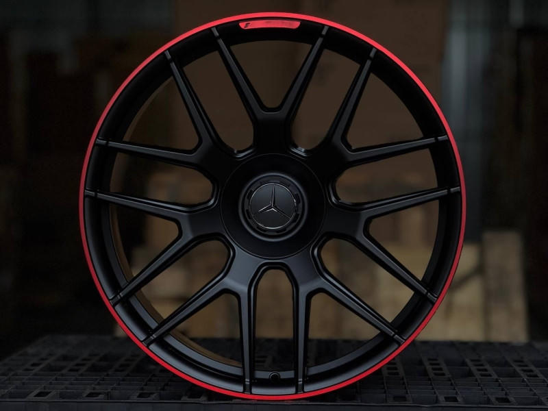 Mercedes-Benz G-Class YC095 R22 10J ET26 5x130 DIA84.1 SATIN BLACK RED LIP