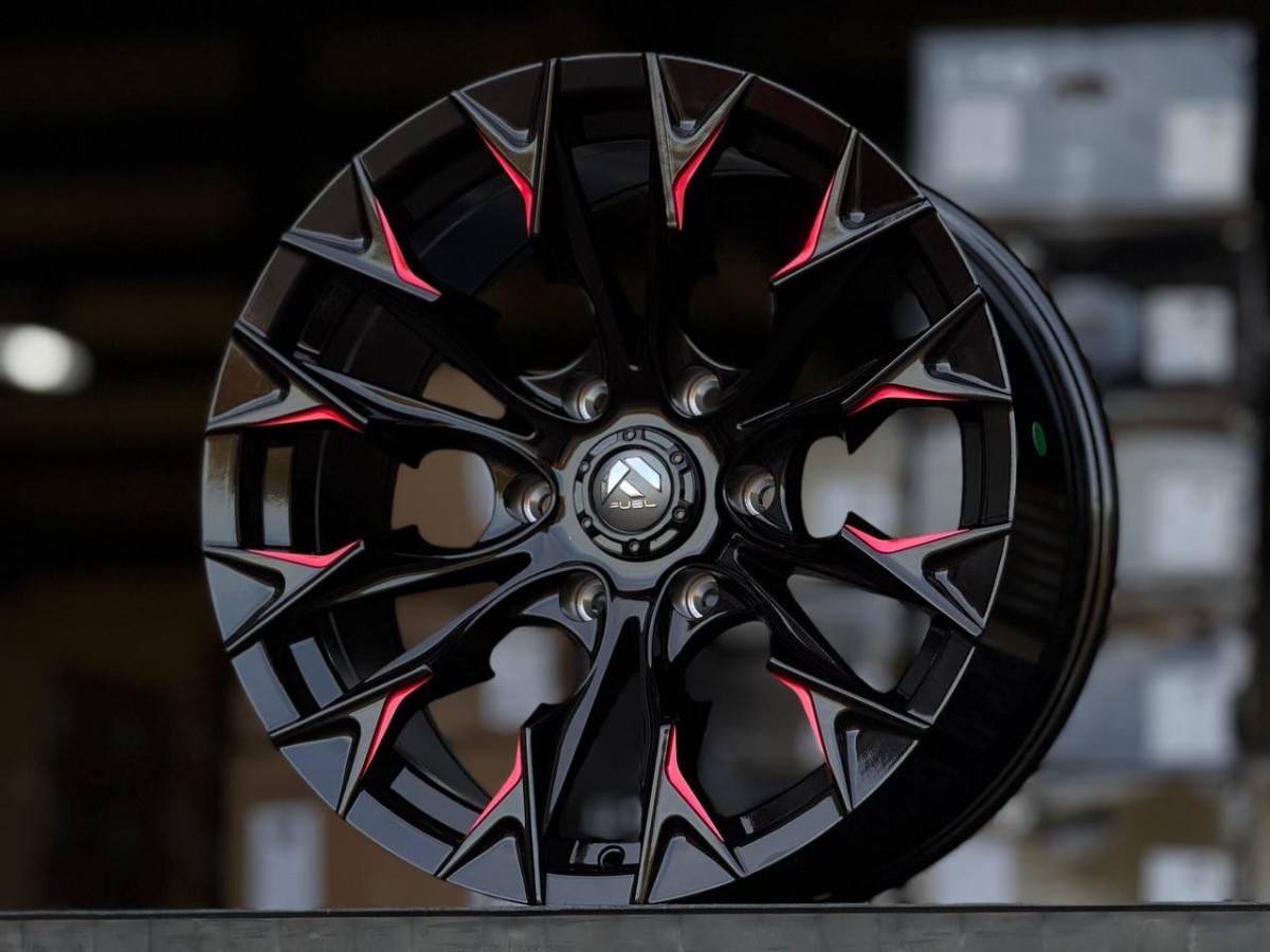 FUEL FLAME 8322 R18 9.5J ET5 6x139.7 DIA110.1 RED, GLOSS BLACK MILLING