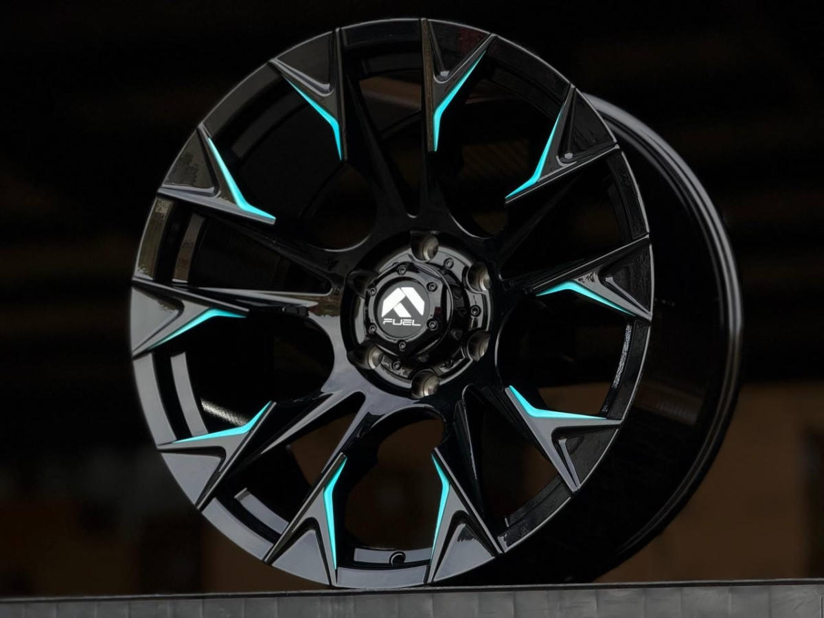 Fuel FLAME A326 R20 10J ET-10 6x139.7 DIA110.1 GLOSS BLACK MILLING, BLUE