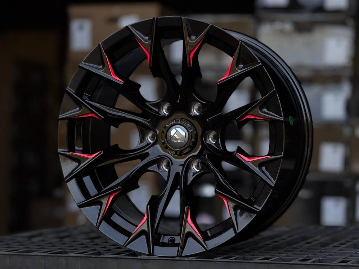 FUEL FLAME 8322 R18 9.5J ET5 6x139.7 DIA110.1 RED, GLOSS BLACK MILLING