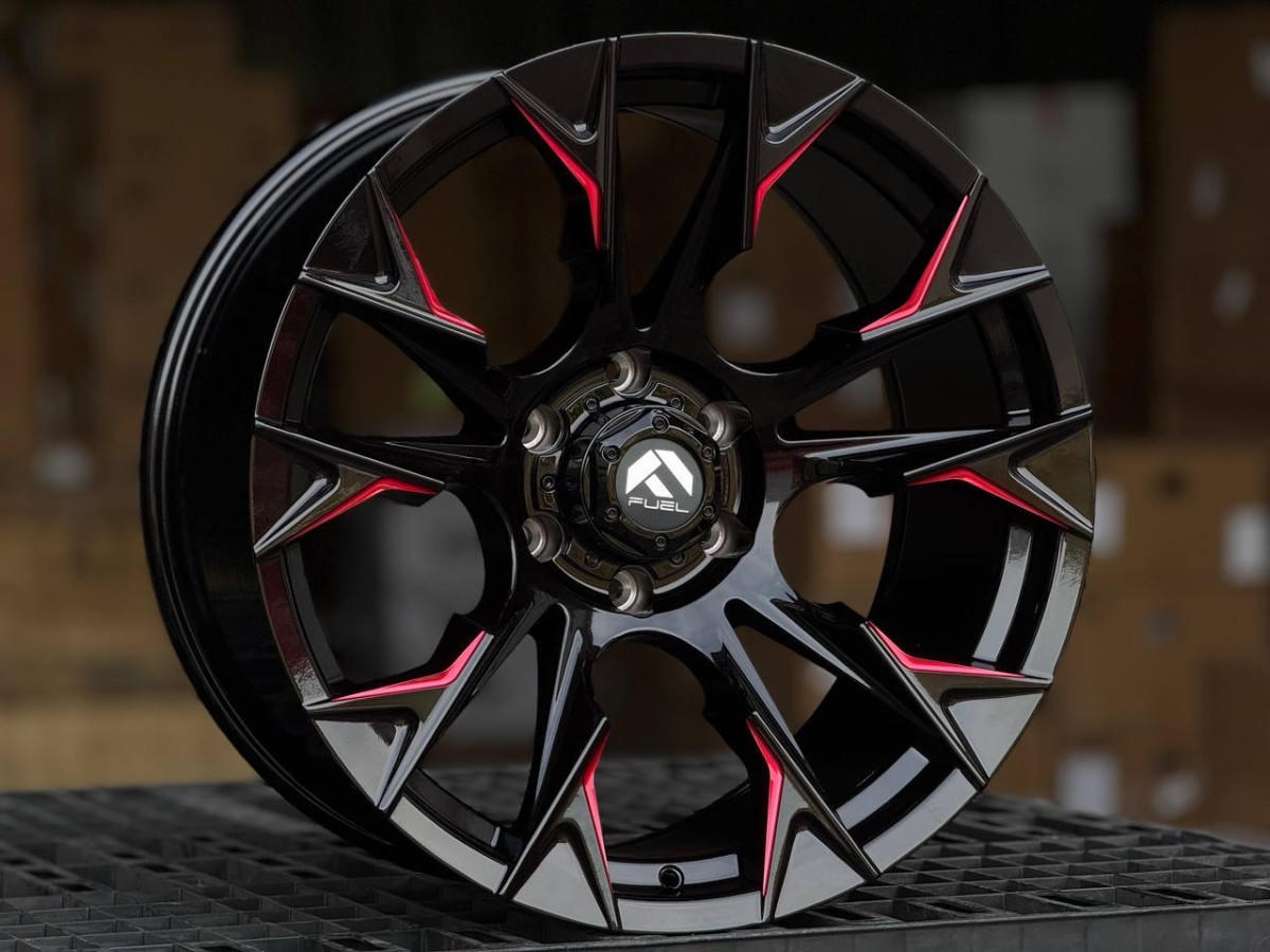 Fuel FLAME A326 R20 10J ET-10 6x139.7 DIA110.1 RED, GLOSS BLACK MILLING
