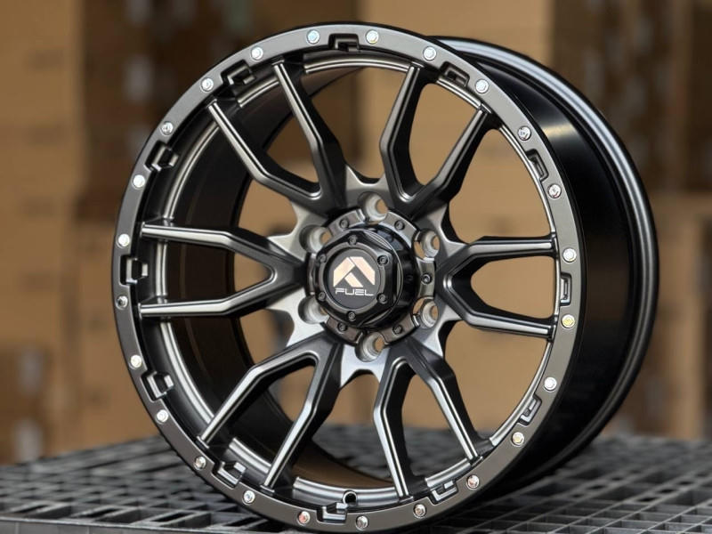 Fuel REBEL 6098 R18 9J ET10 6x139.7 DIA110.1 Satin Gray Lip Black